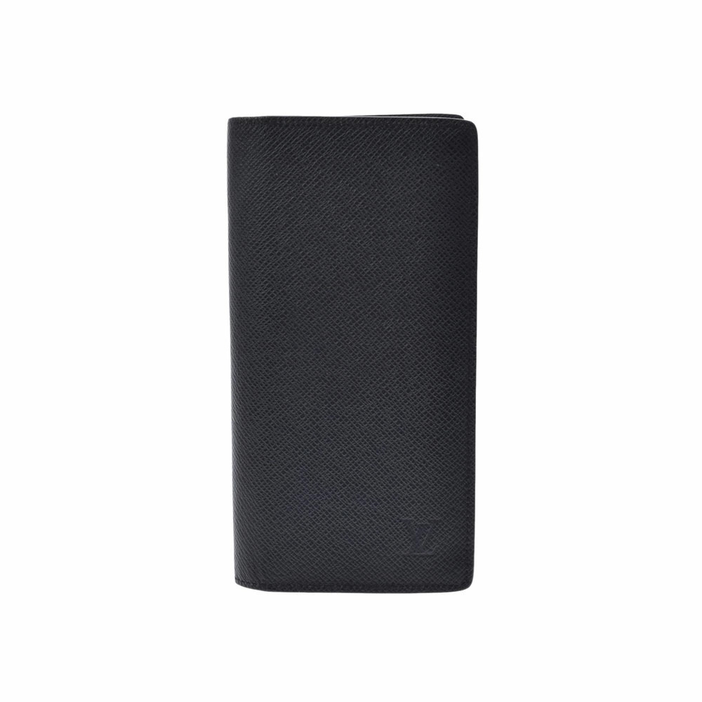LOUIS VUITTON Taiga Portefeuille Brazza Noir Black Leather Long Wallet